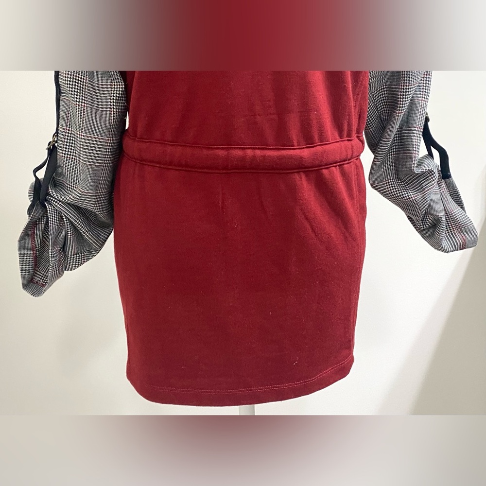 Tru Self Womens L Burgundy Black Herringbone Jacket Whimsigoth Y2K Streetwear - Picture 8 of 16